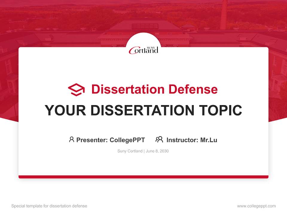 Suny Cortland Graduation Thesis Defense PPT Template4:3 ratio PPT effect preview image7