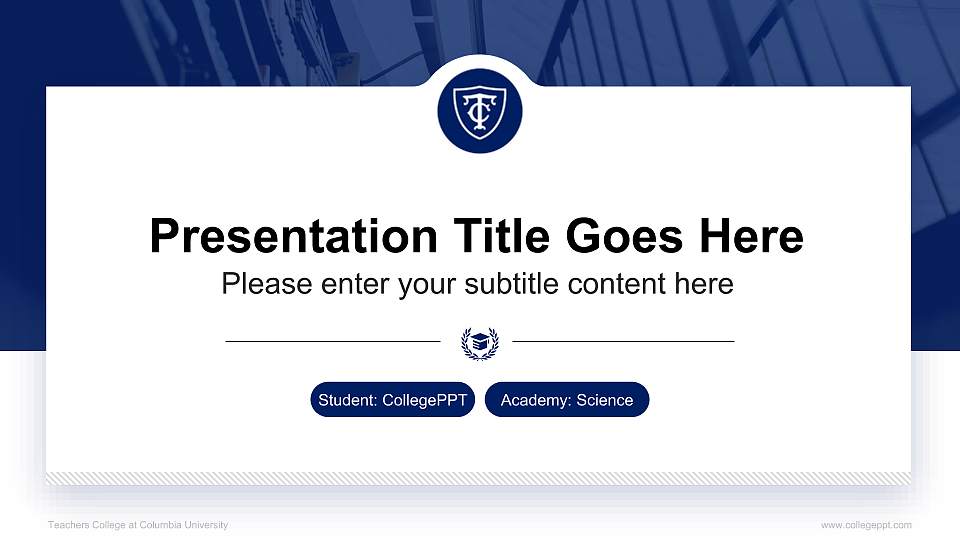Teachers College at Columbia University National Scholarship Defense PPT Template16:9 ratio PPT effect preview image