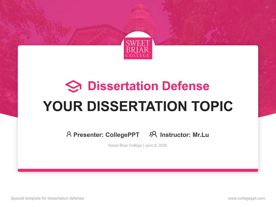 Sweet Briar College Graduation Thesis Defense PPT Template4:3 ratio PPT effect preview image7