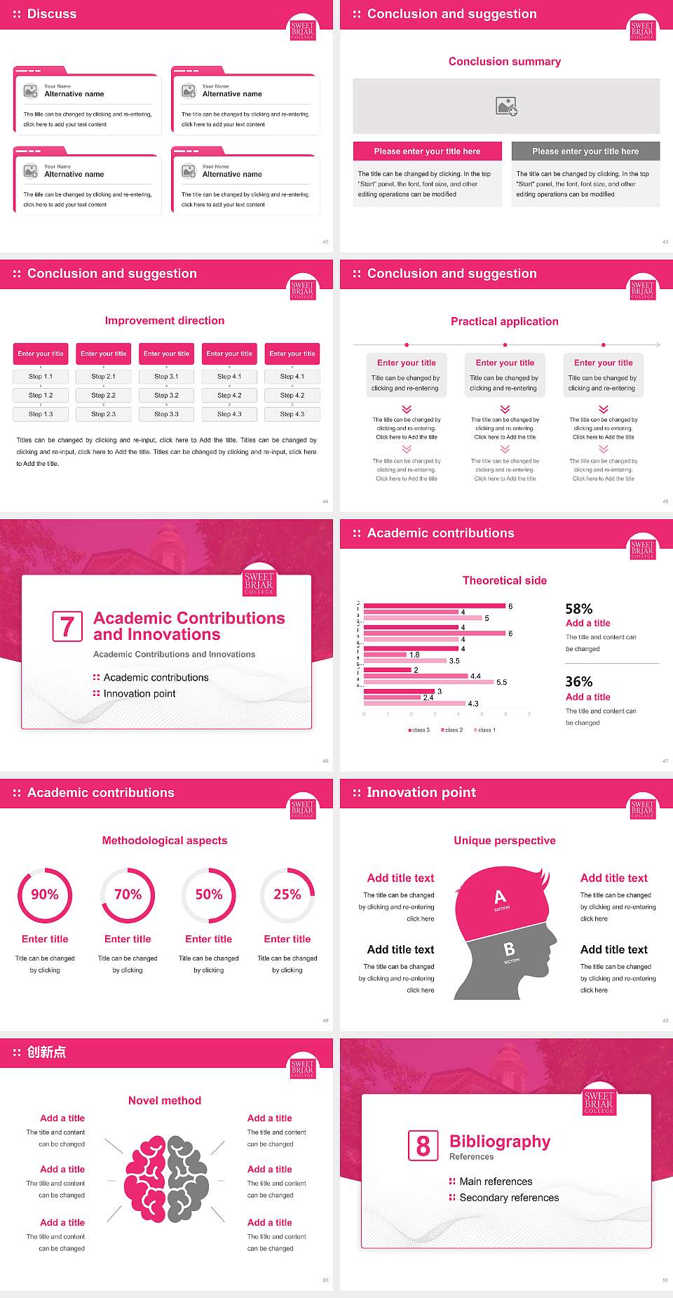 Sweet Briar College Graduation Thesis Defense PPT Template4:3 ratio PPT effect preview image6