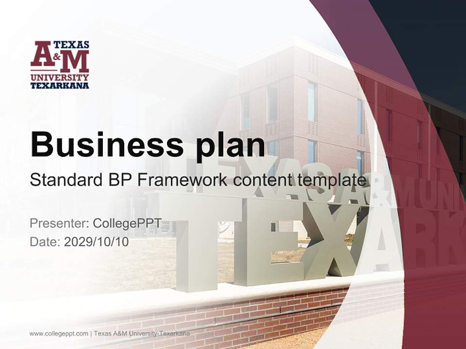 Texas A&M University-Texarkana Competition/Entrepreneurship Contest PPT Template4:3 ratio PPT effect preview image9