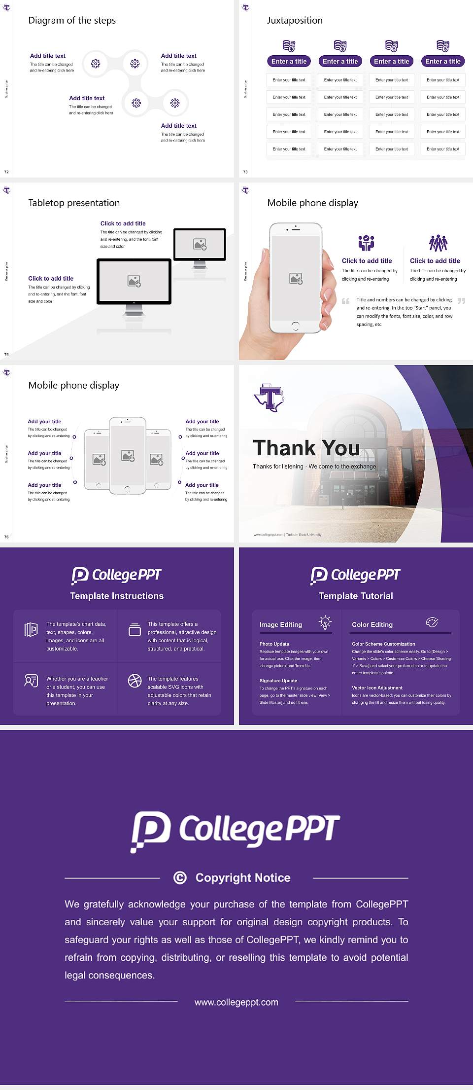 Tarleton State University Competition/Entrepreneurship Contest PPT Template4:3 ratio PPT effect preview image9