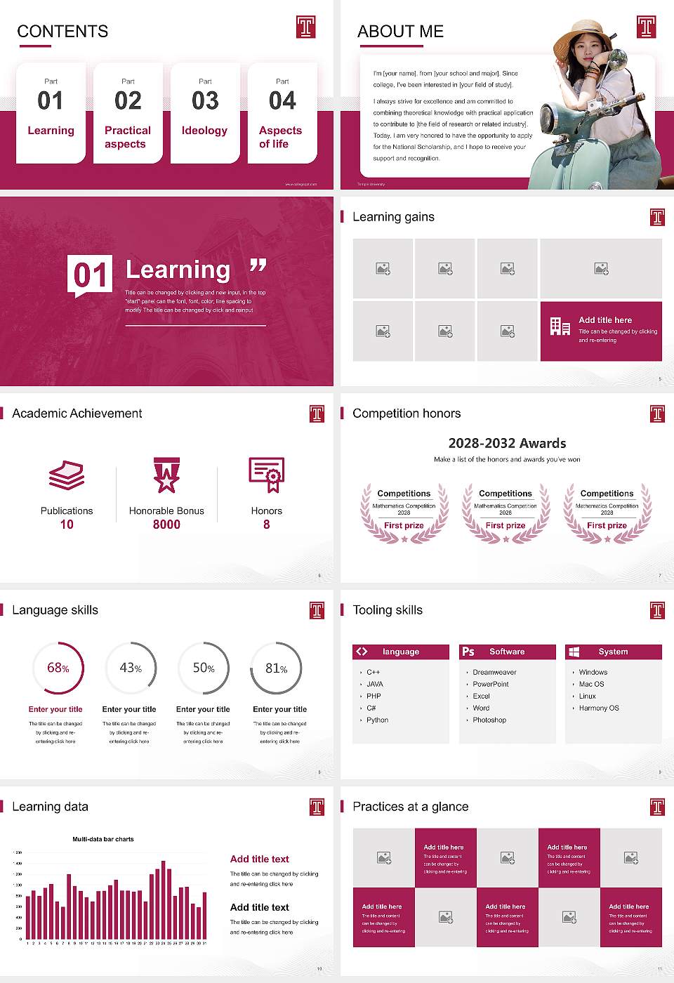 Temple University National Scholarship Defense PPT Template16:9 ratio PPT effect preview image2