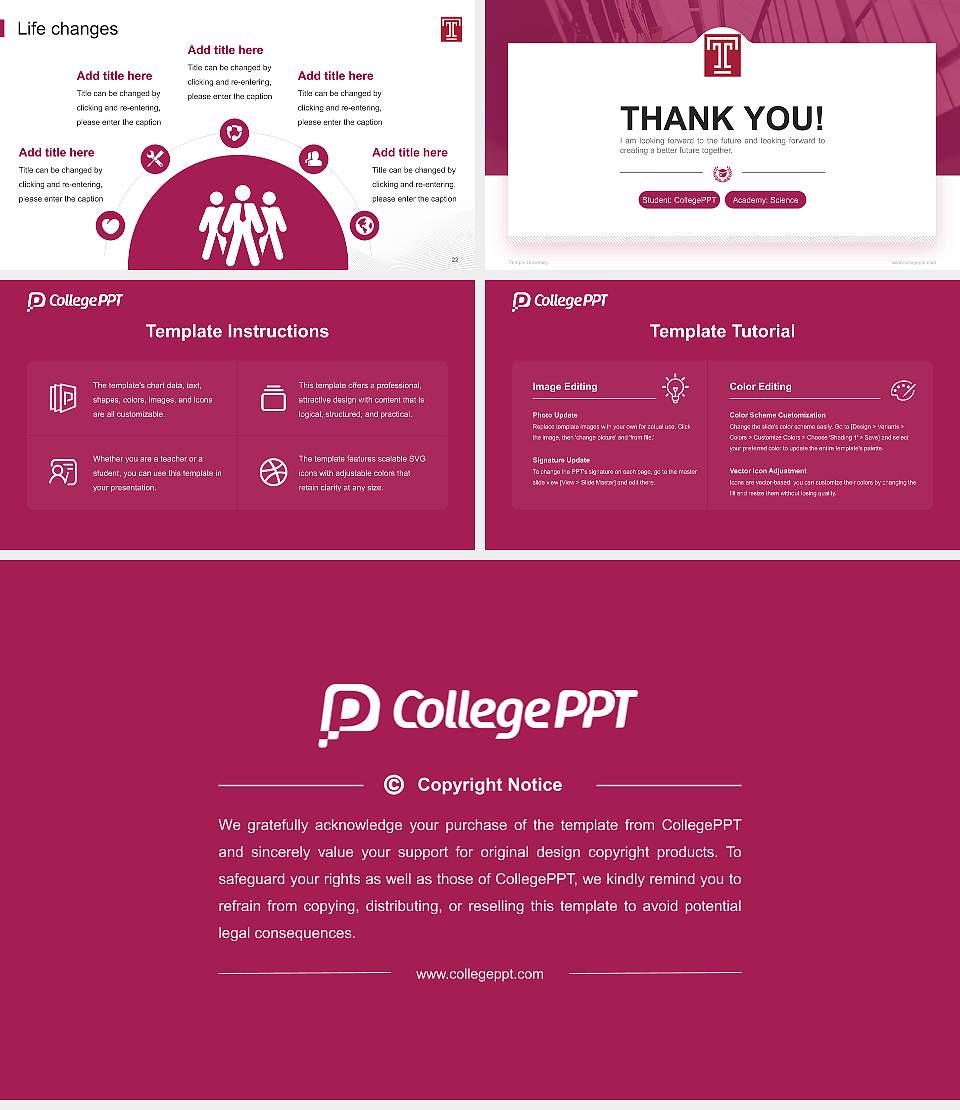 Temple University National Scholarship Defense PPT Template16:9 ratio PPT effect preview image4