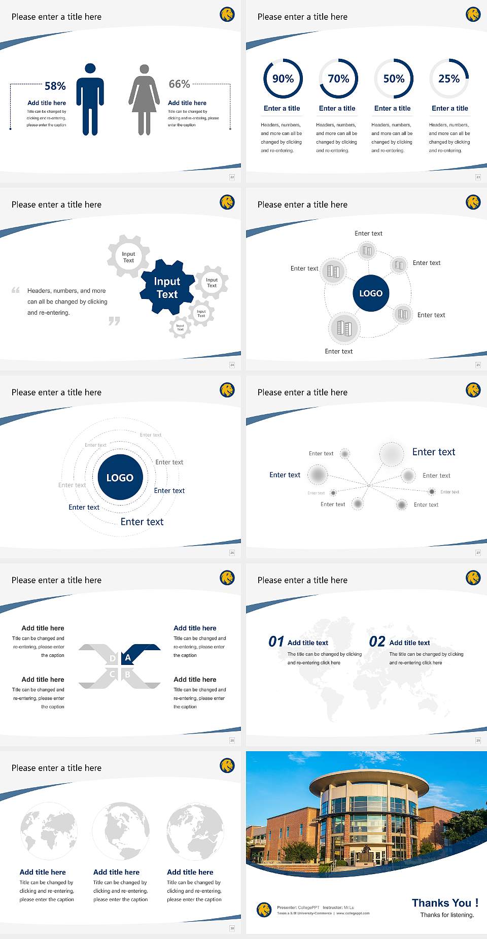 Texas a & M University-Commerce Course/Courseware Creation PPT Template4:3 ratio PPT effect preview image4