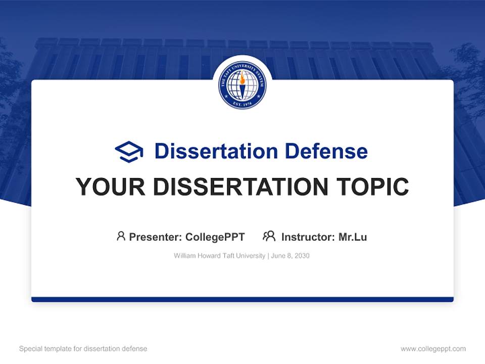 William Howard Taft University Graduation Thesis Defense PPT Template4:3 ratio PPT effect preview image7
