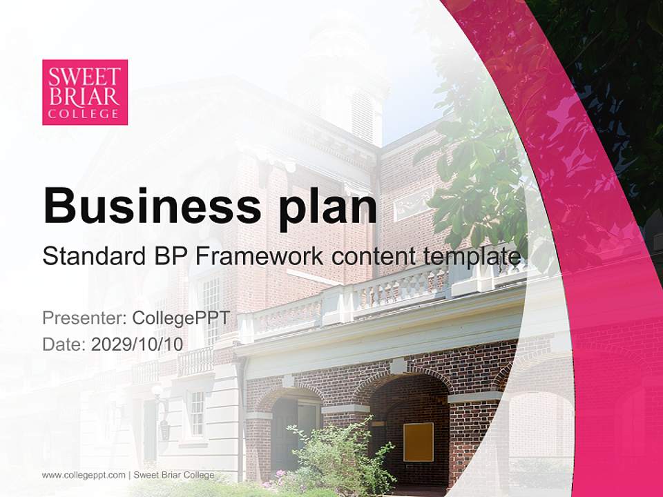 Sweet Briar College Competition/Entrepreneurship Contest PPT Template4:3 ratio PPT effect preview image9