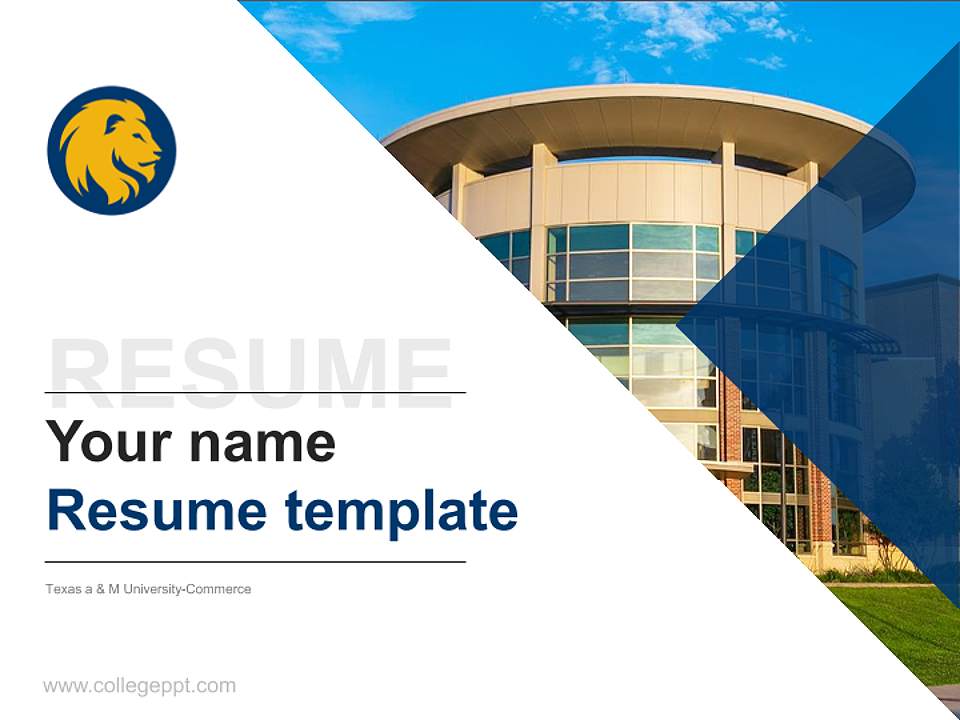Texas a & M University-Commerce Resume PPT Template4:3 ratio PPT effect preview image5