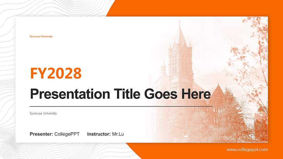 Syracuse University Academic Presentation/Research Findings Report PPT Template16:9 ratio PPT effect preview image