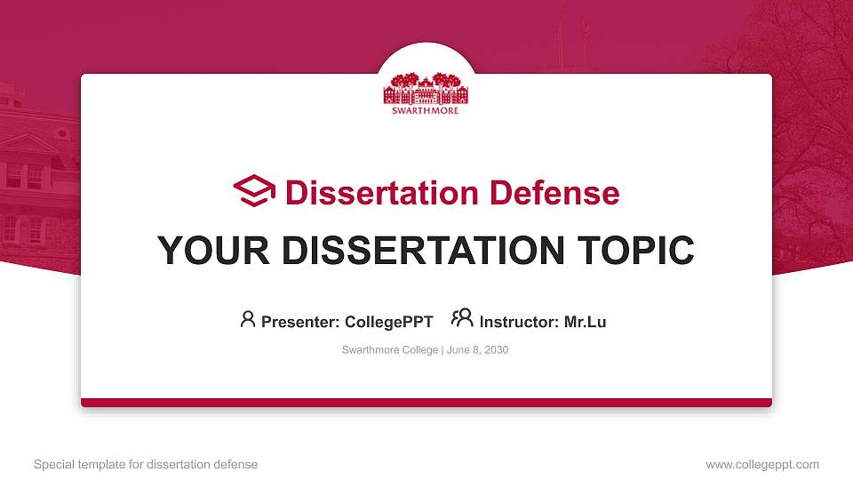 Swarthmore College Graduation Thesis Defense PPT Template16:9 ratio PPT effect preview image1