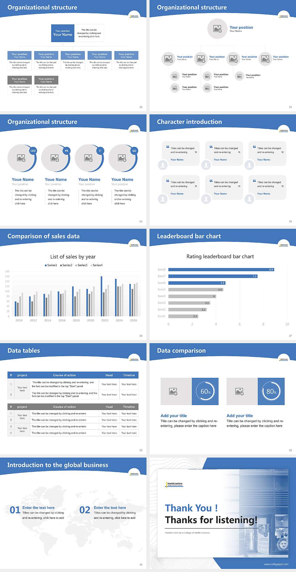 Swedish Institute a College of Health Sciences Academic Presentation/Research Findings Report PPT Template4:3 ratio PPT effect preview image4