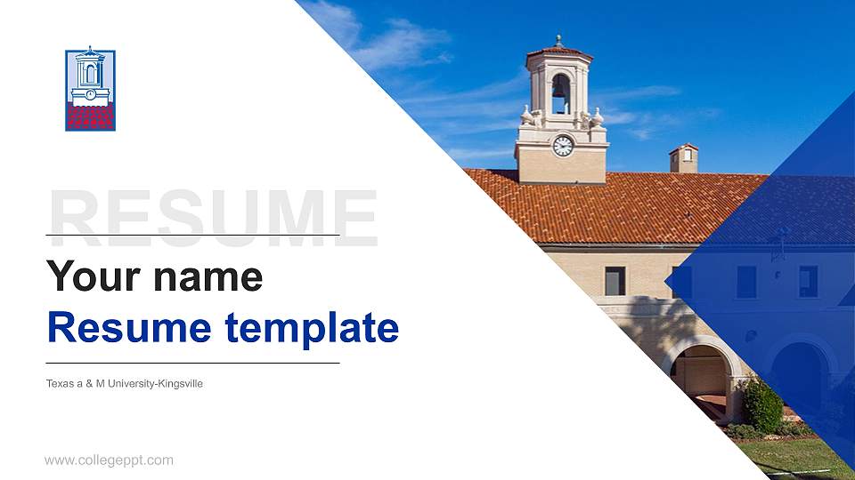 Texas a & M University-Kingsville Resume PPT Template16:9 ratio PPT effect preview image1