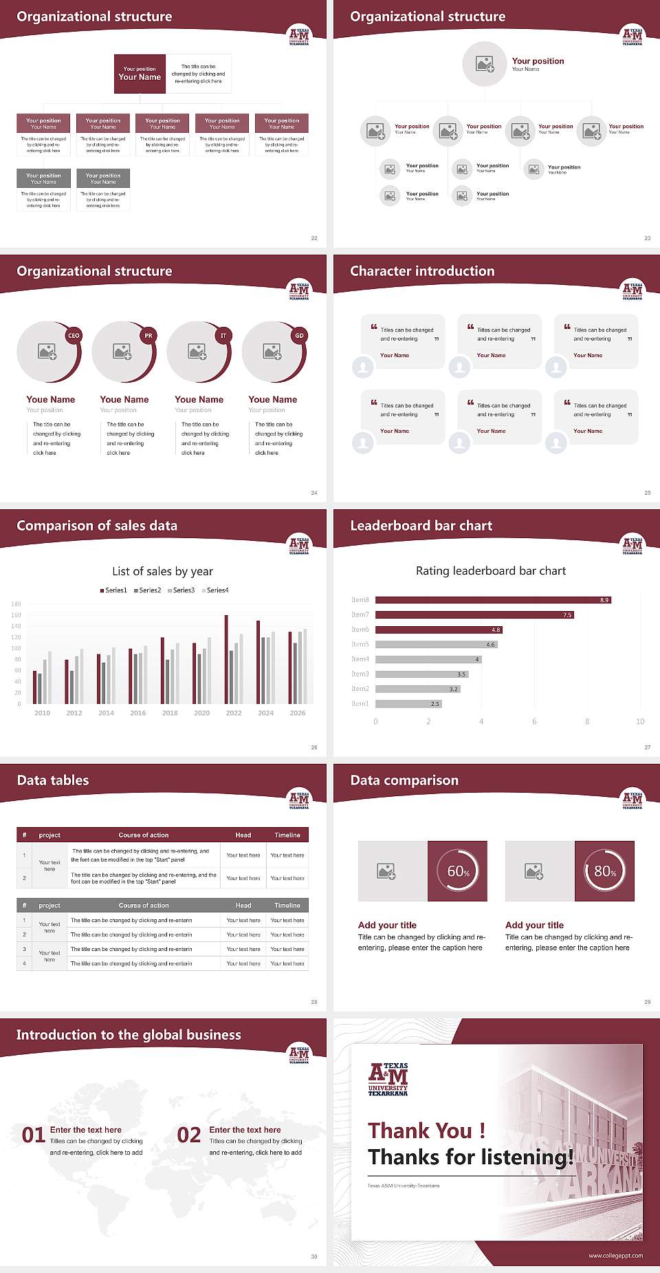 Texas A&M University-Texarkana Academic Presentation/Research Findings Report PPT Template4:3 ratio PPT effect preview image4