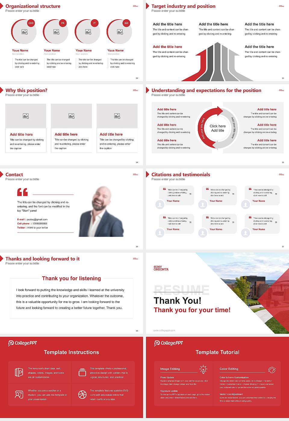Suny Oneonta Resume PPT Template16:9 ratio PPT effect preview image4