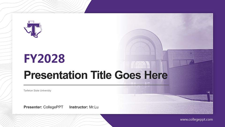 Tarleton State University Academic Presentation/Research Findings Report PPT Template16:9 ratio PPT effect preview image