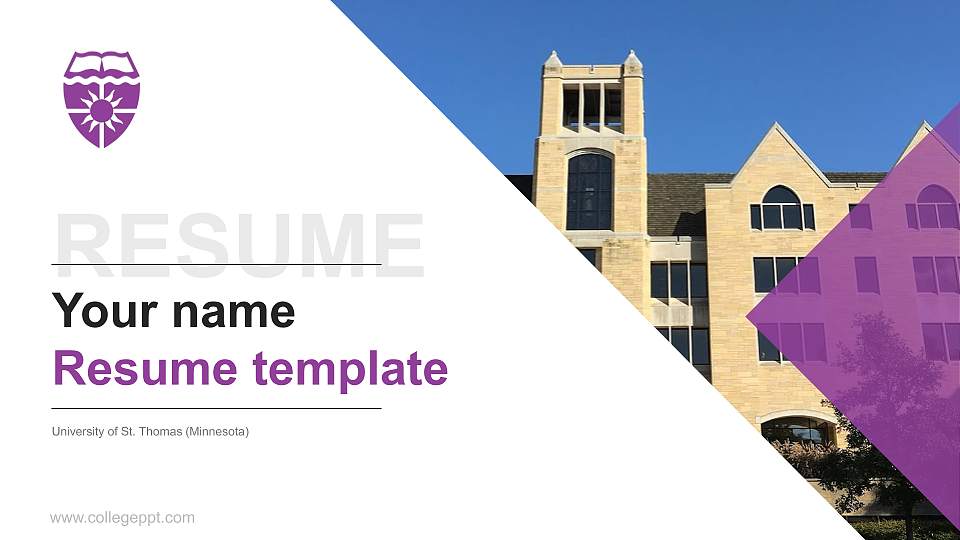 University of St. Thomas (Minnesota) Resume PPT Template16:9 ratio PPT effect preview image