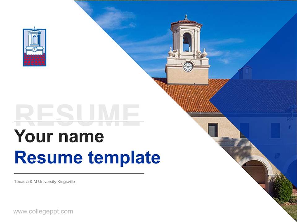 Texas a & M University-Kingsville Resume PPT Template4:3 ratio PPT effect preview image5