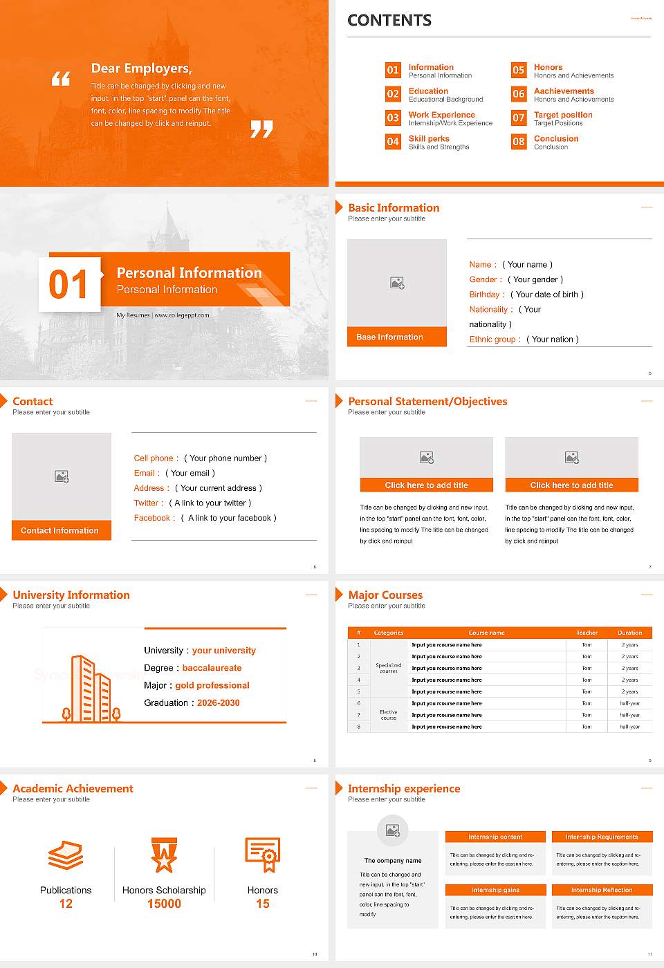 Syracuse University Resume PPT Template16:9 ratio PPT effect preview image2