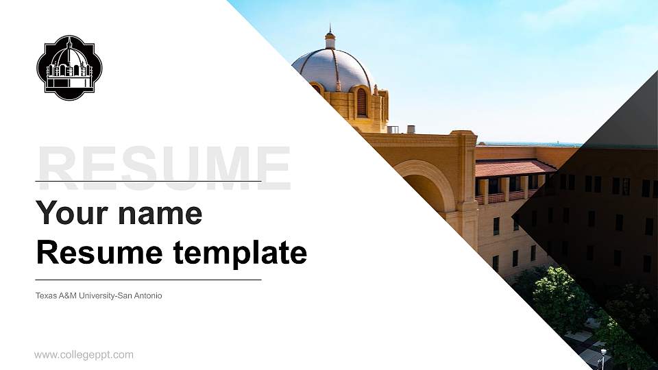 Texas A&M University-San Antonio Resume PPT Template16:9 ratio PPT effect preview image
