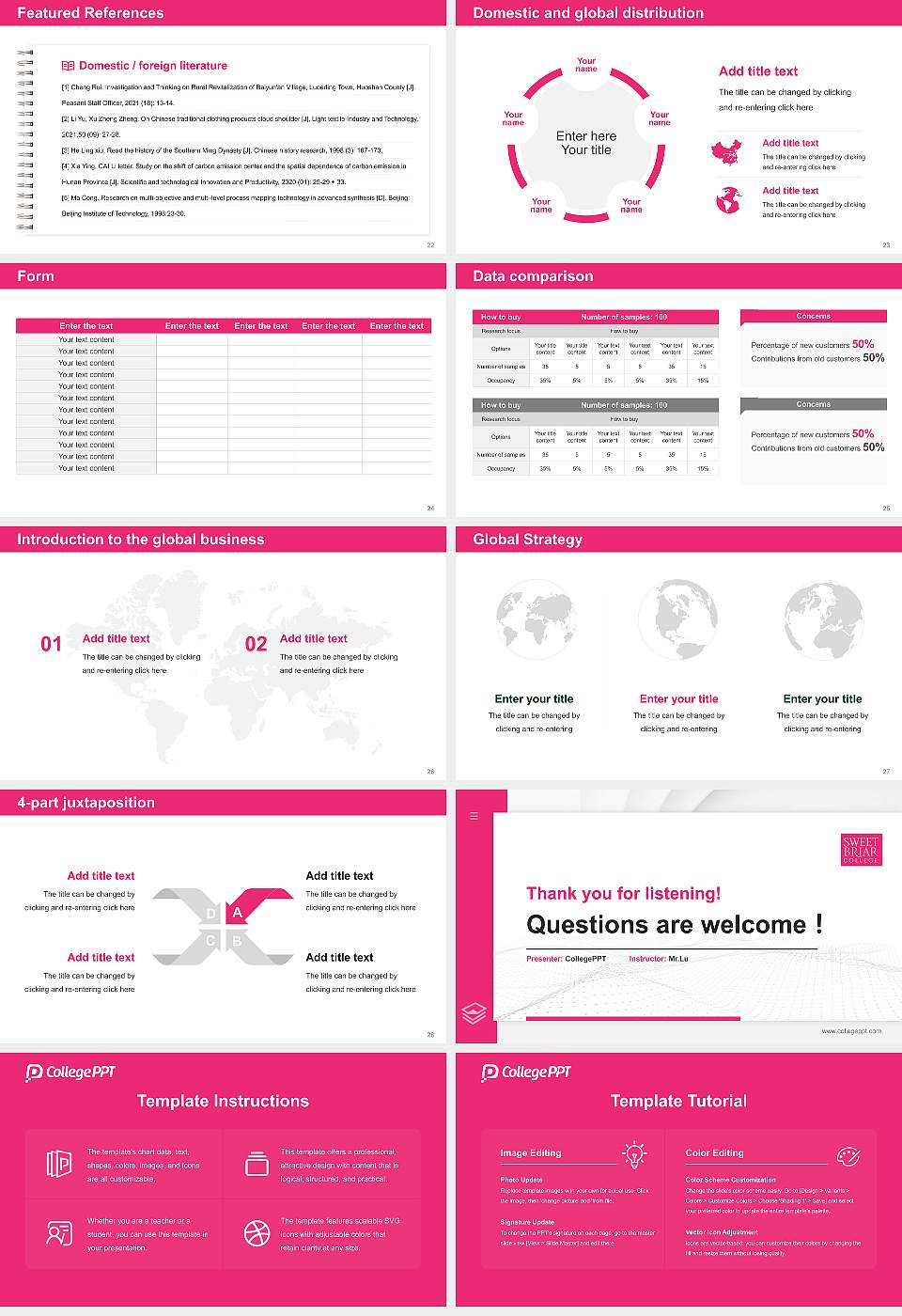 Sweet Briar College Thesis Proposal/Graduation Defense PPT Template16:9 ratio PPT effect preview image4