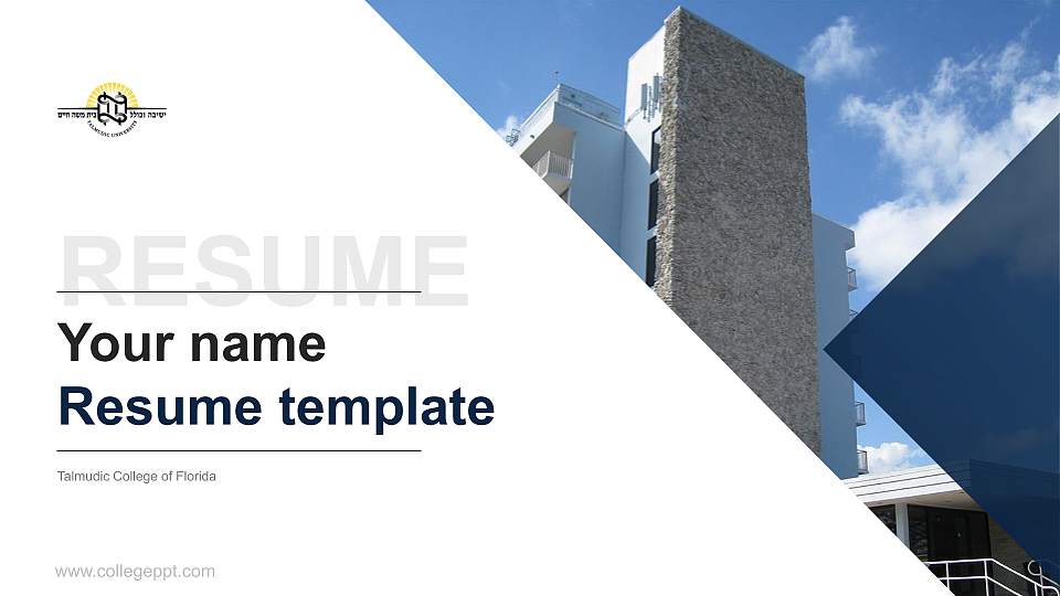 Talmudic College of Florida Resume PPT Template16:9 ratio PPT effect preview image