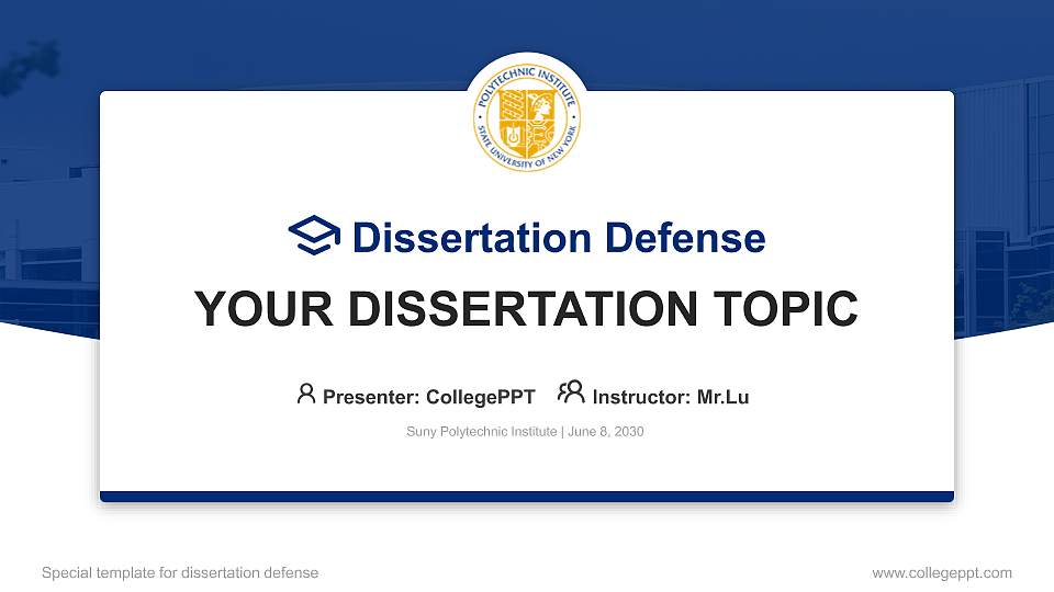 Suny Polytechnic Institute Graduation Thesis Defense PPT Template16:9 ratio PPT effect preview image