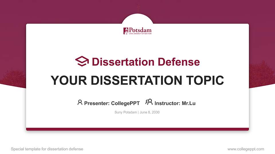 Suny Potsdam Graduation Thesis Defense PPT Template16:9 ratio PPT effect preview image