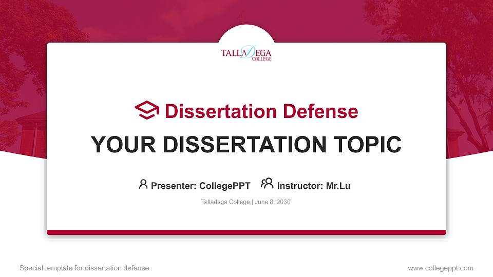 Talladega College Graduation Thesis Defense PPT Template16:9 ratio PPT effect preview image