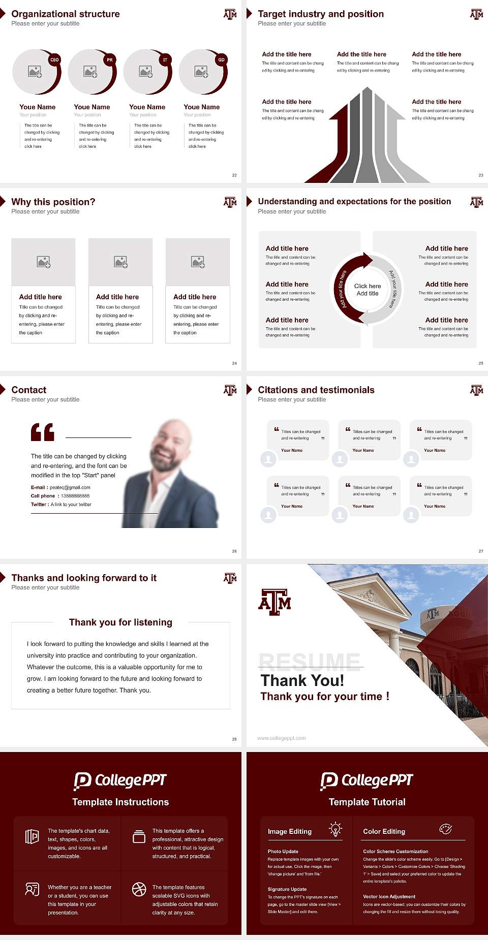 Texas a & M University-College Station Resume PPT Template4:3 ratio PPT effect preview image4