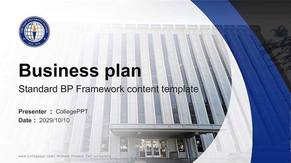 William Howard Taft University Competition/Entrepreneurship Contest PPT Template16:9 ratio PPT effect preview image