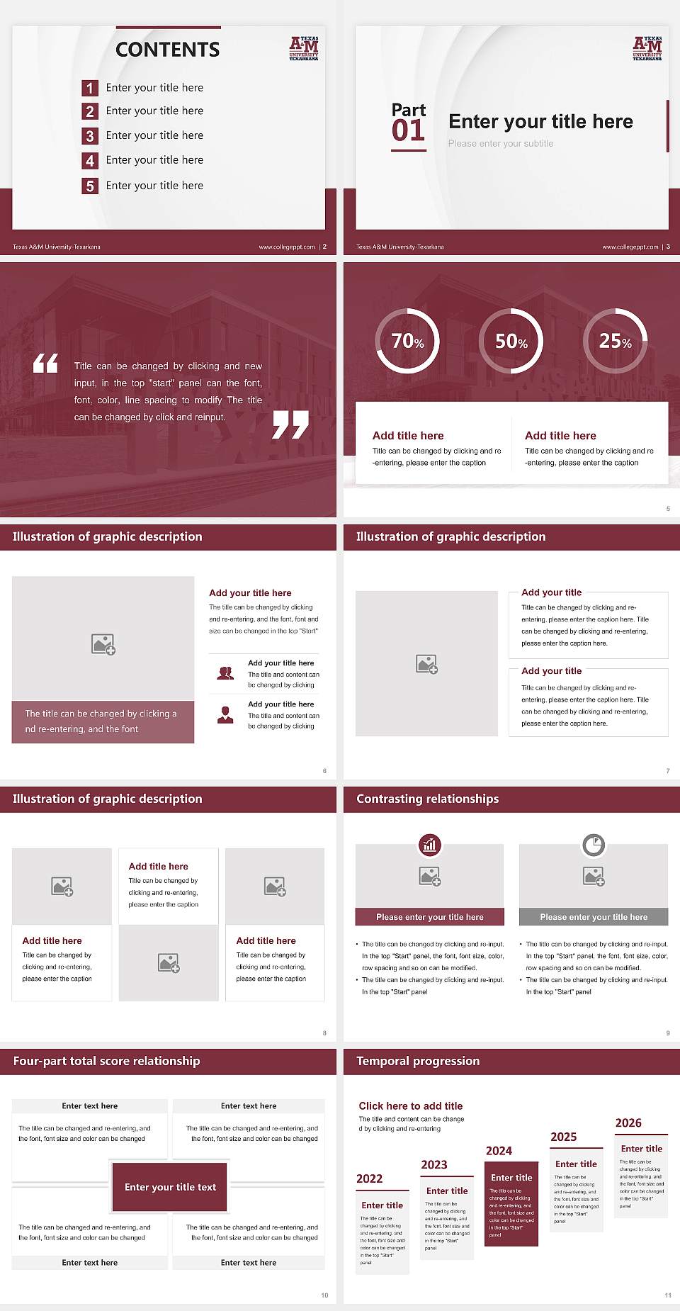 Texas A&M University-Texarkana Thesis Proposal/Graduation Defense PPT Template4:3 ratio PPT effect preview image2