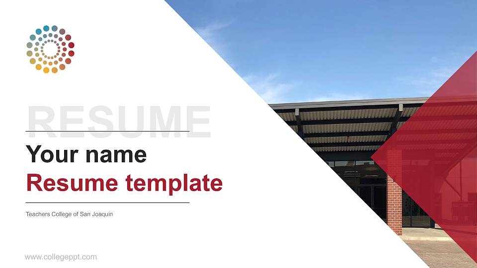 Teachers College of San Joaquin Resume PPT Template16:9 ratio PPT effect preview image