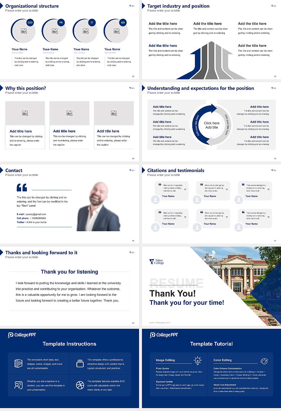 Tabor College Resume PPT Template16:9 ratio PPT effect preview image4