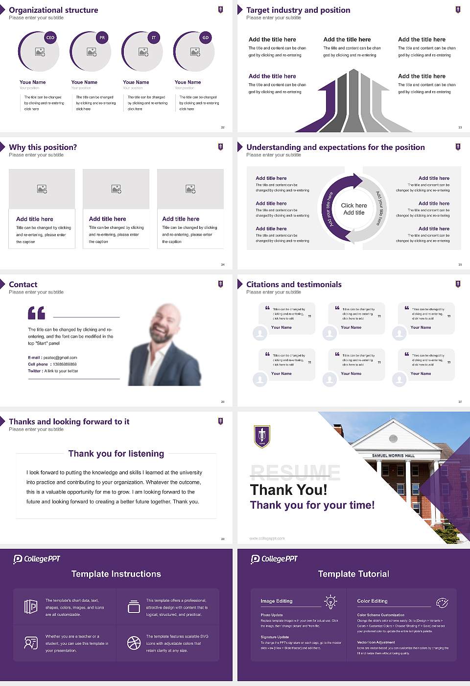 Taylor University Resume PPT Template16:9 ratio PPT effect preview image4