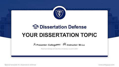 Teachers College at Columbia University Graduation Thesis Defense PPT Template