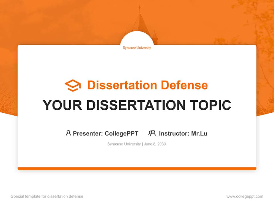 Syracuse University Graduation Thesis Defense PPT Template4:3 ratio PPT effect preview image7