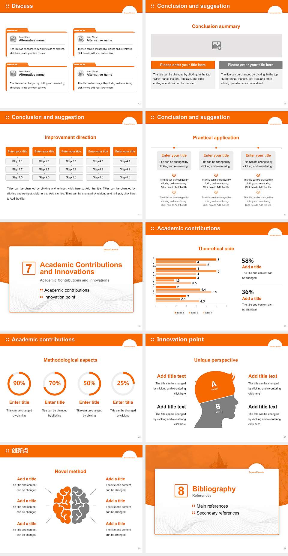 Syracuse University Graduation Thesis Defense PPT Template4:3 ratio PPT effect preview image6