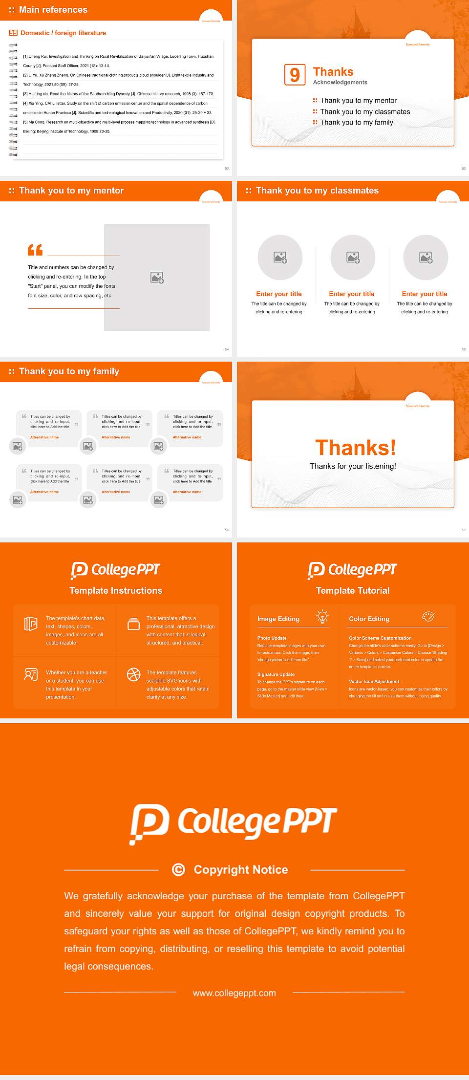 Syracuse University Graduation Thesis Defense PPT Template4:3 ratio PPT effect preview image7