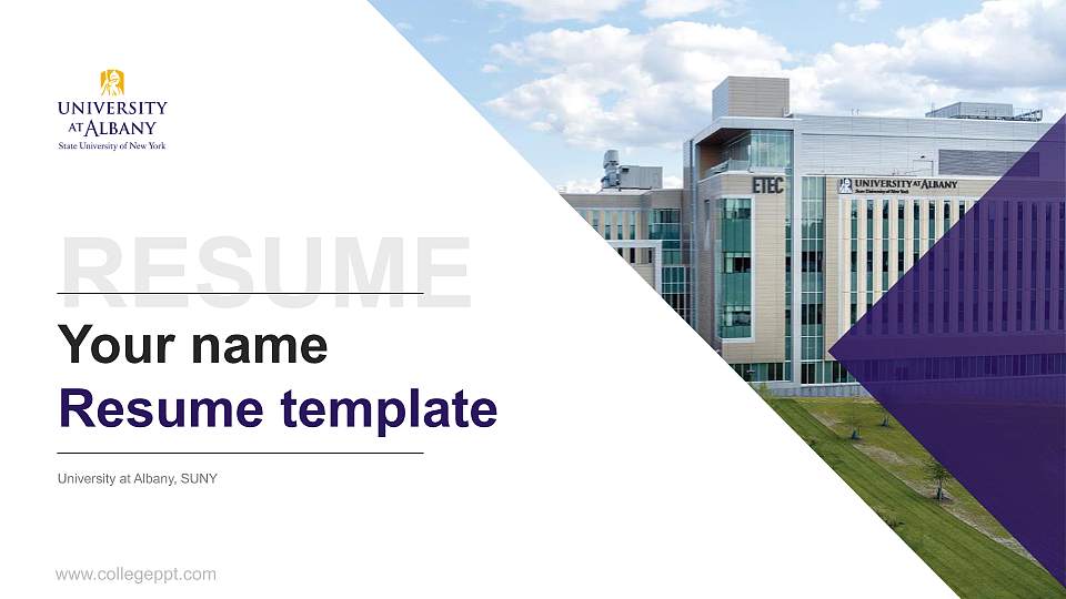 University at Albany, SUNY Resume PPT Template16:9 ratio PPT effect preview image