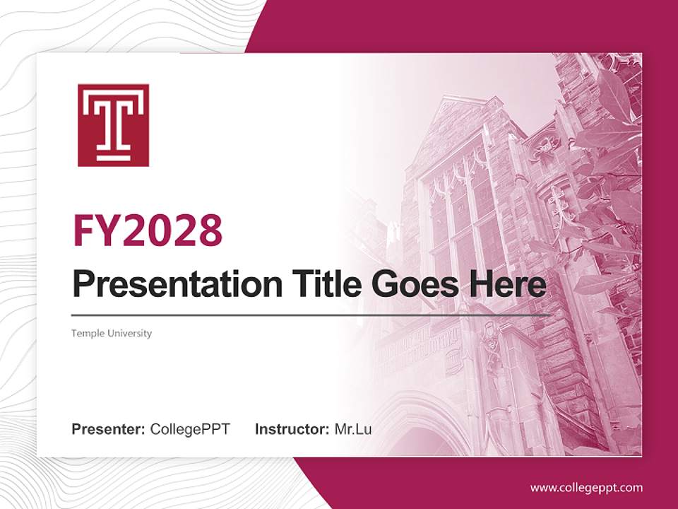 Temple University Academic Presentation/Research Findings Report PPT Template4:3 ratio PPT effect preview image5