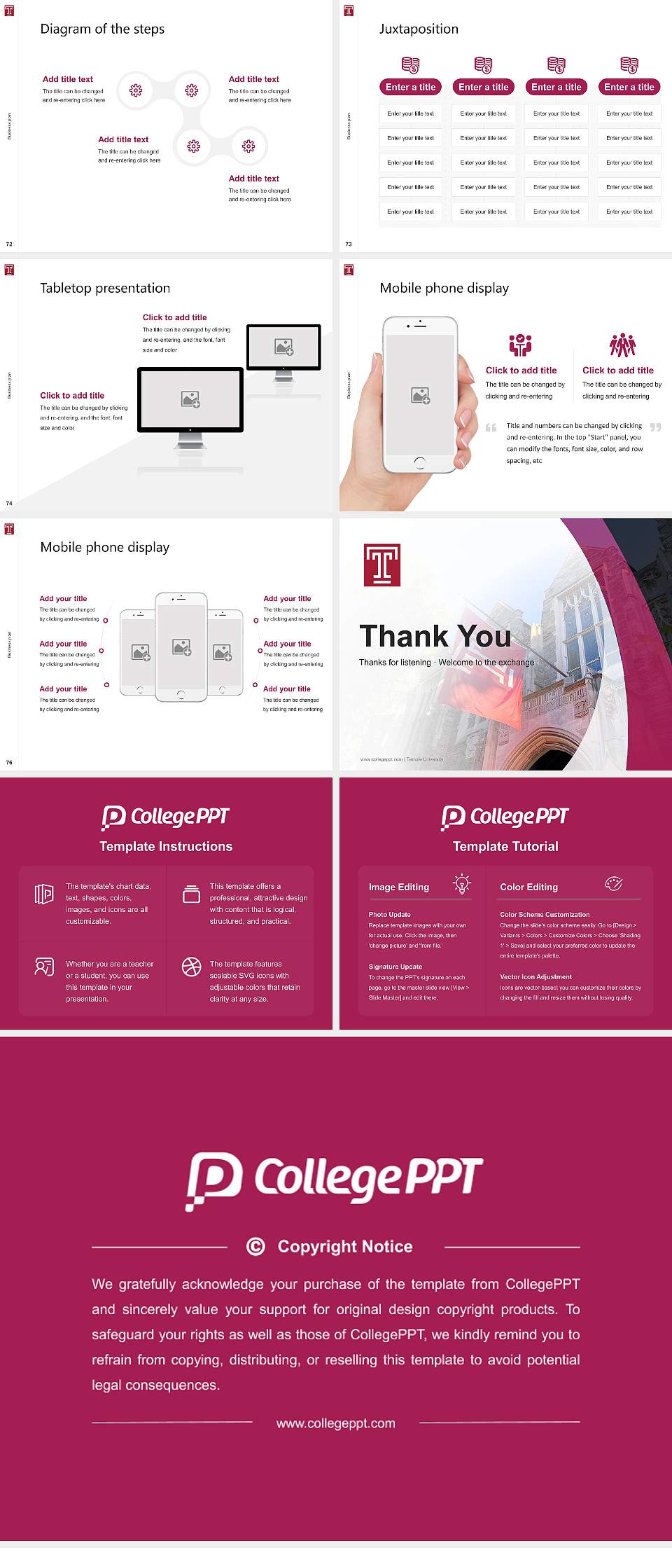 Temple University Competition/Entrepreneurship Contest PPT Template4:3 ratio PPT effect preview image9