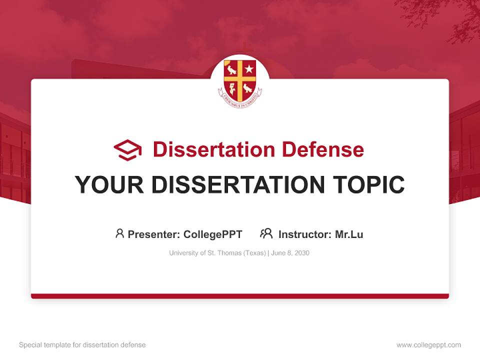 University of St. Thomas (Texas) Graduation Thesis Defense PPT Template4:3 ratio PPT effect preview image7