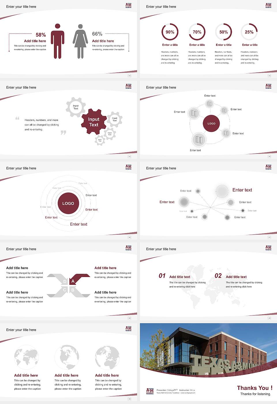 Texas A&M University-Texarkana Course/Courseware Creation PPT Template16:9 ratio PPT effect preview image4