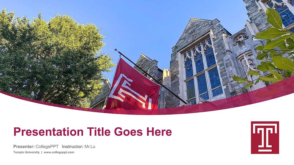 Temple University Course/Courseware Creation PPT Template16:9 ratio PPT effect preview image1