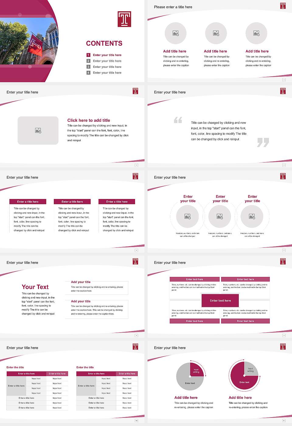 Temple University Course/Courseware Creation PPT Template16:9 ratio PPT effect preview image2