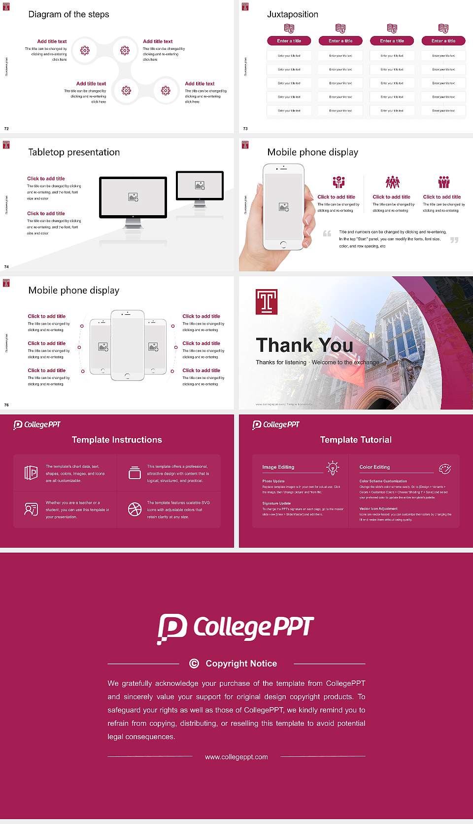 Temple University Competition/Entrepreneurship Contest PPT Template16:9 ratio PPT effect preview image9