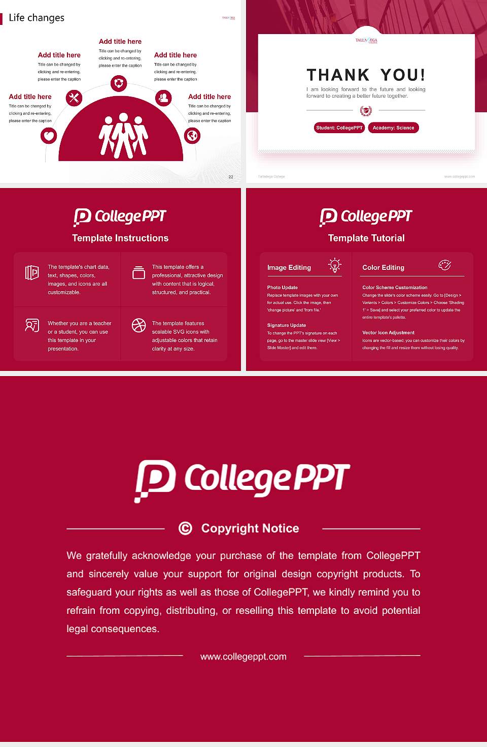 Talladega College National Scholarship Defense PPT Template4:3 ratio PPT effect preview image4
