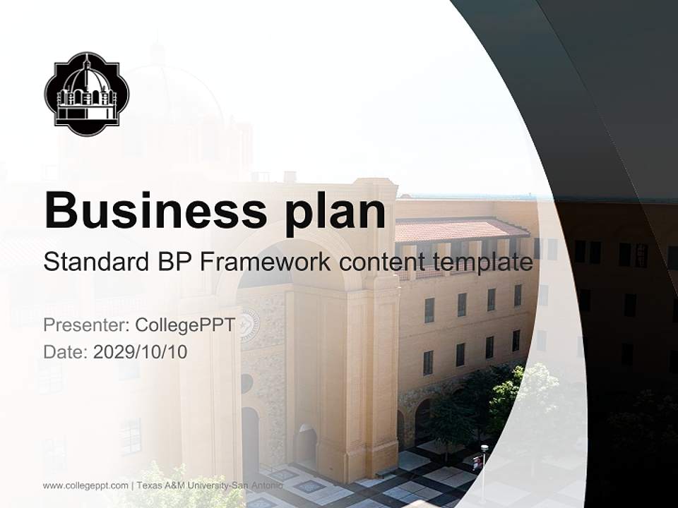 Texas A&M University-San Antonio Competition/Entrepreneurship Contest PPT Template4:3 ratio PPT effect preview image9