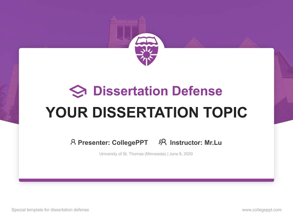 University of St. Thomas (Minnesota) Graduation Thesis Defense PPT Template4:3 ratio PPT effect preview image7