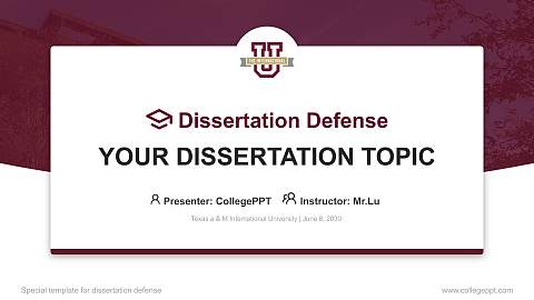 Texas a & M International University Graduation Thesis Defense PPT Template